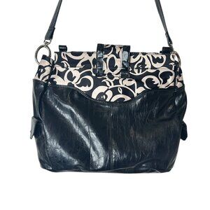 Miche Prima Vanessa Black Floral Large Shoulder Bag Silver Hardware Side Pockets